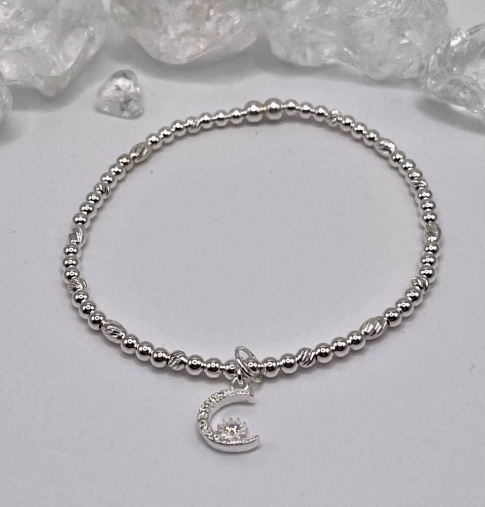 Crystal Moon Charm Bracelet