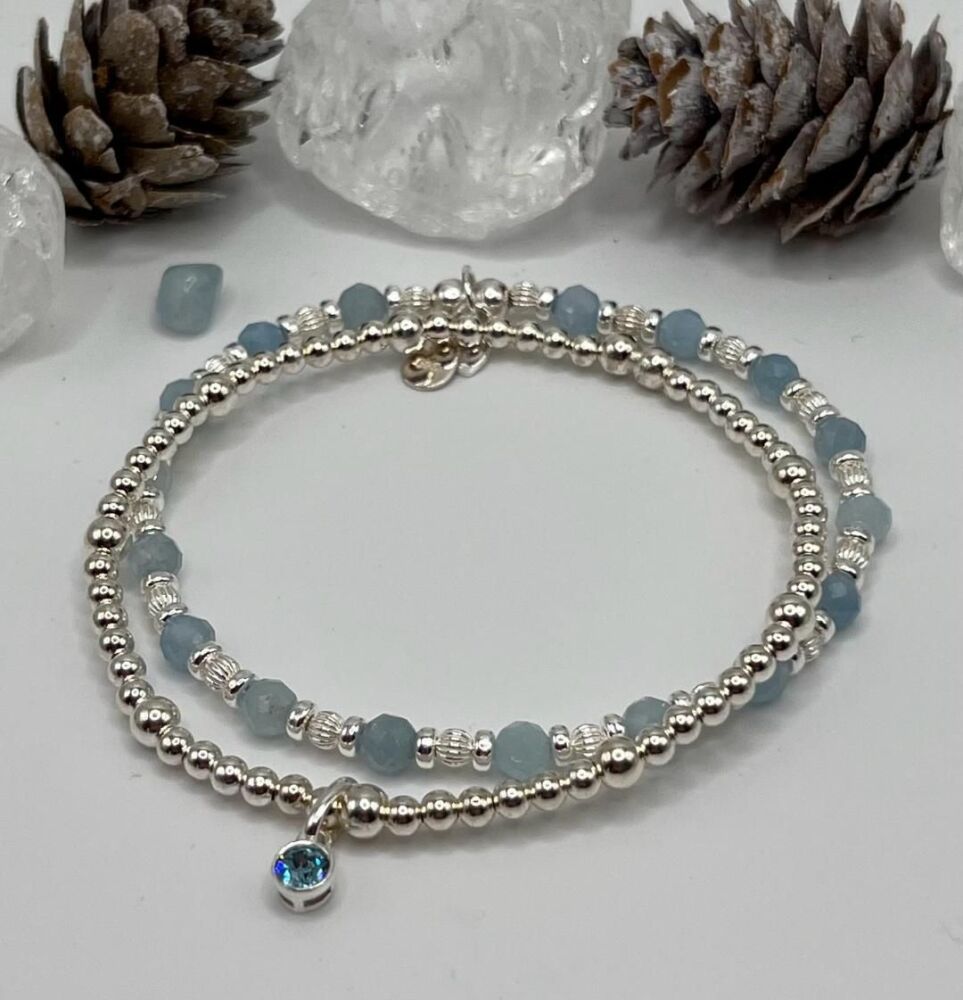 March Birthstone  Stack - Aquamarine