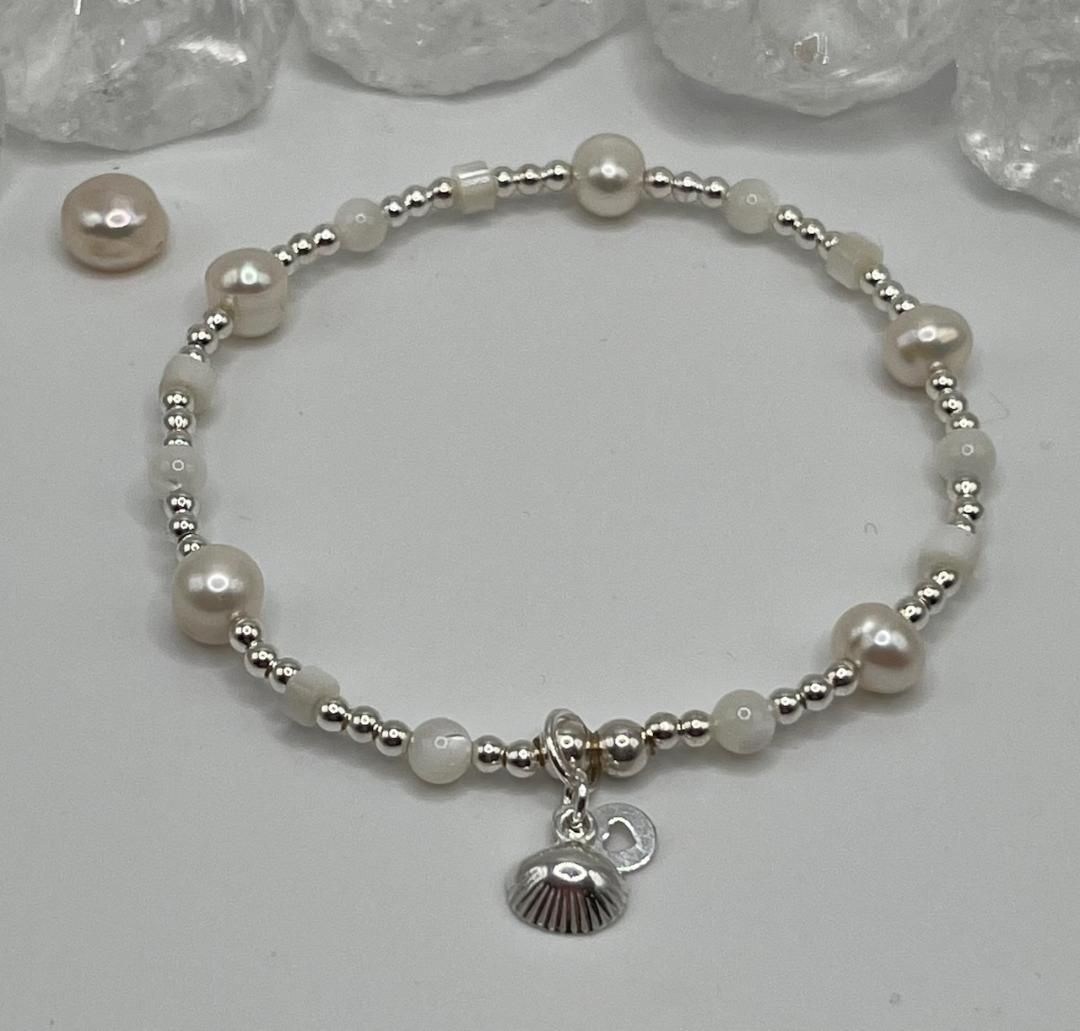 Mother Of Pearl Shell Charm Bracelet