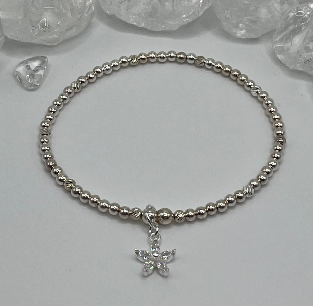 Crystal Flower Charm Bracelet