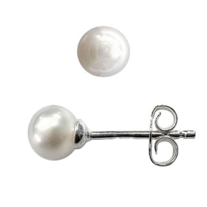 Sterling Silver And Fresh Water Pearl Stud Earrings