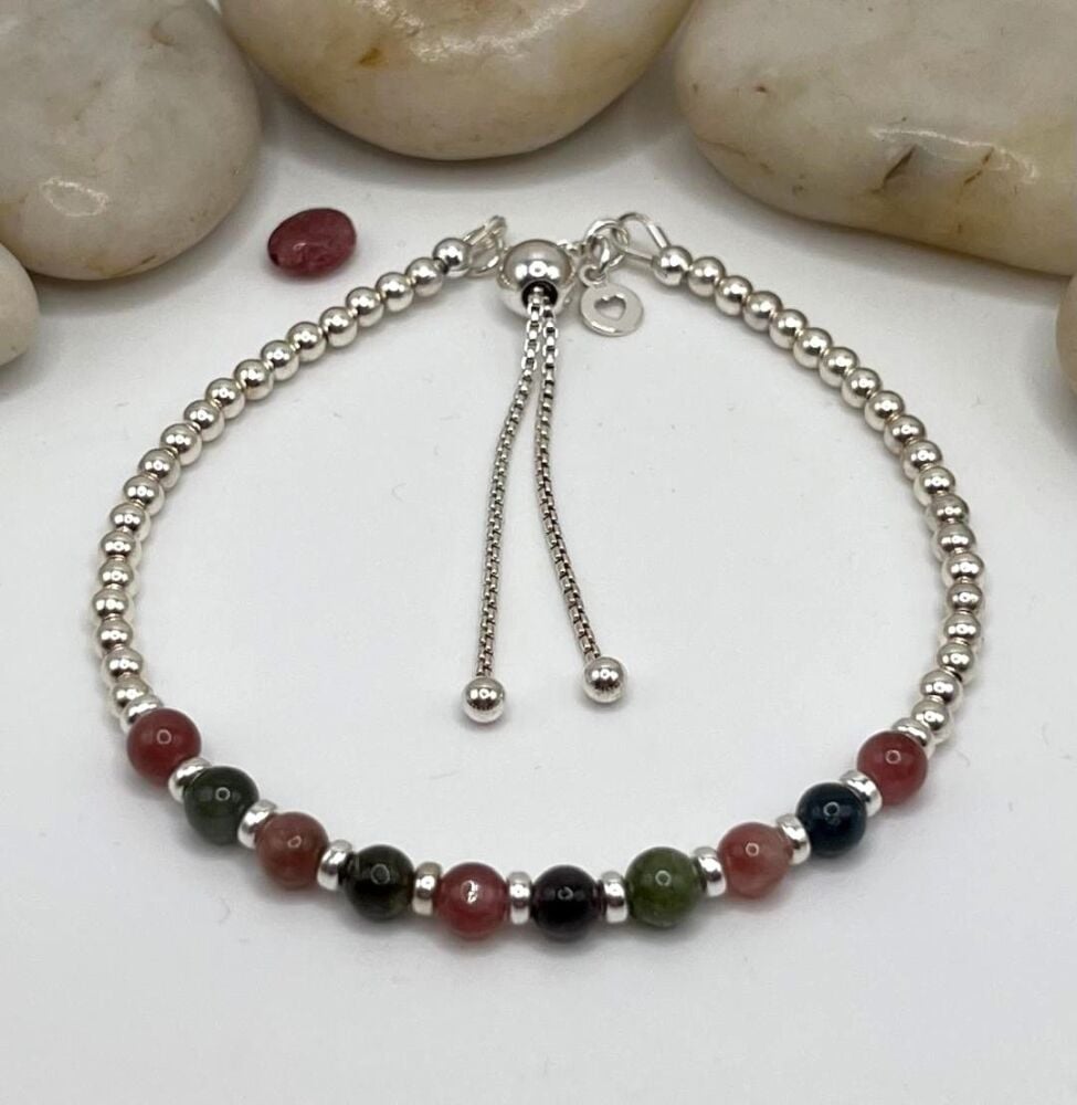 Sterling Silver And Tourmaline Friendship Bracelet