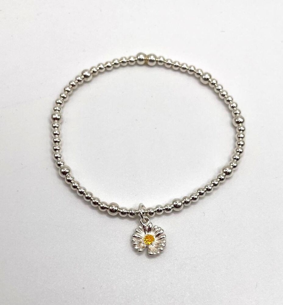 Daisy Flower Charm Bracelet