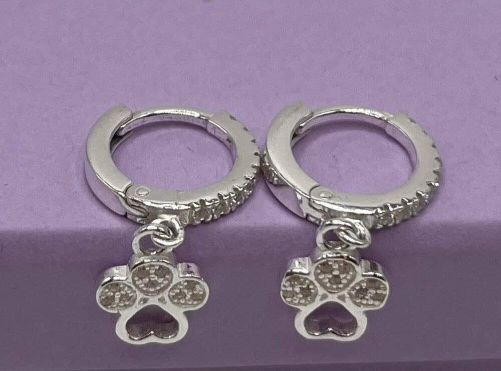 Huggie Paw Heart Earrings