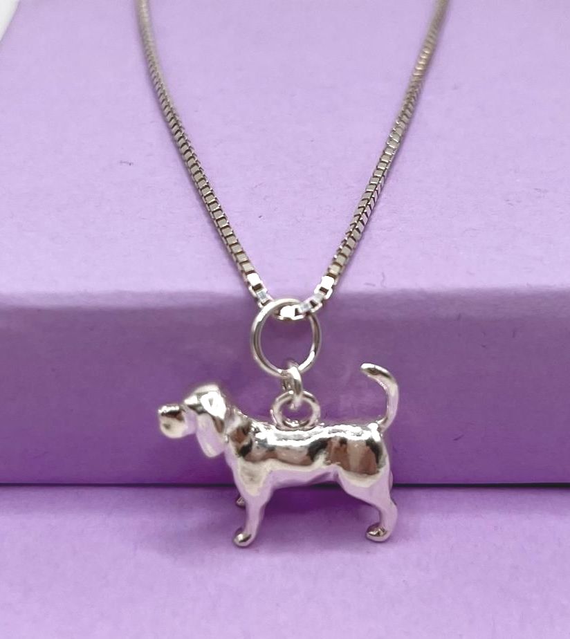 Solid Sterling Silver Beagle Pendant Necklace