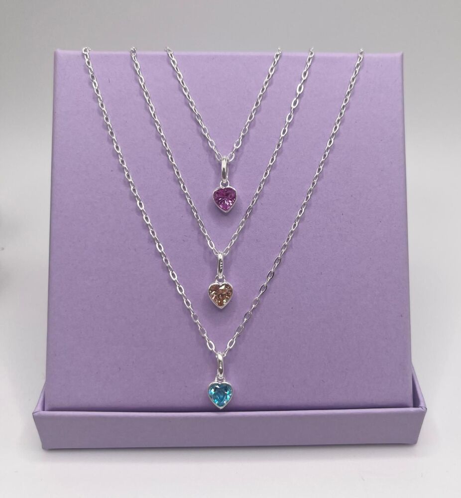 Dainty Heart Birthstone Necklace