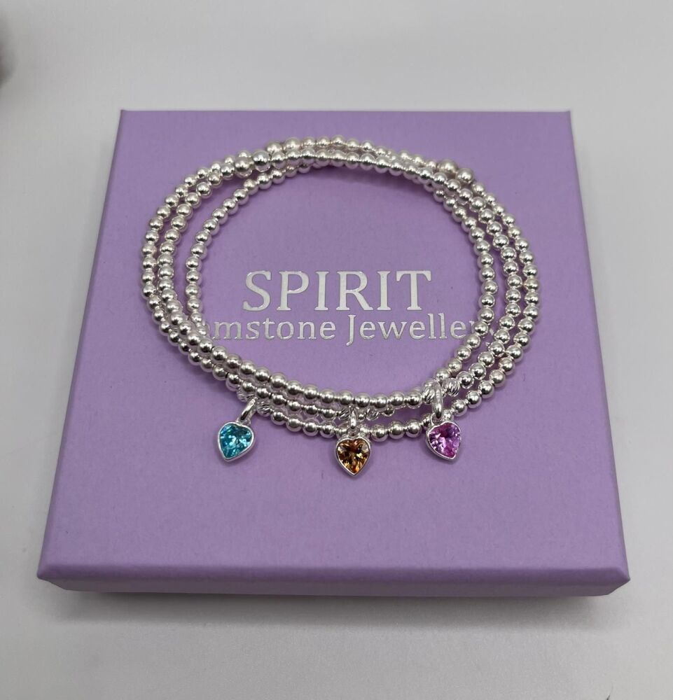 Dainty Heart Birthstone Bracelet