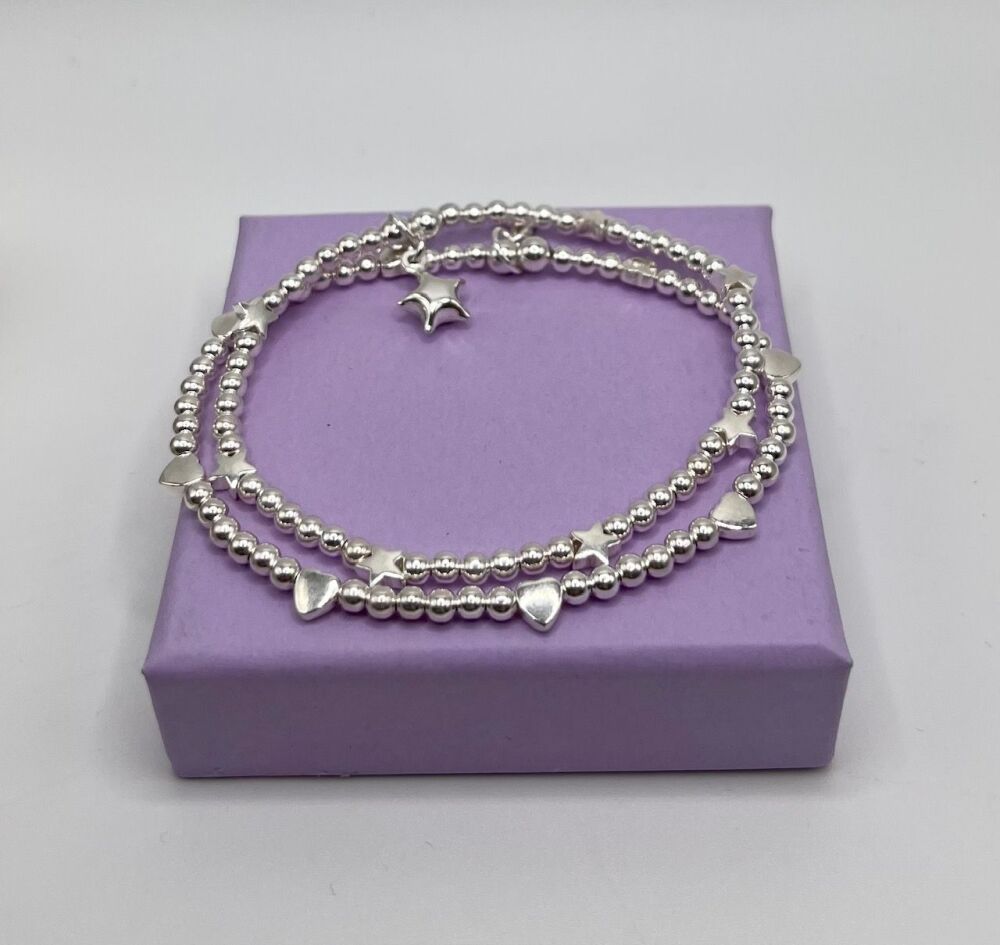 Girls Hearts And Stars  Bracelet Stack