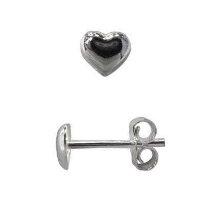 Sterling Silver Puff Heart Earring Studs
