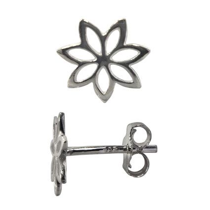Sterling Silver Lily Flower Earring Studs