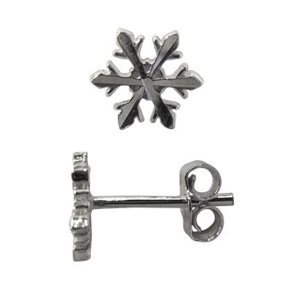 Sterling Silver Snow Flake Earring Studs
