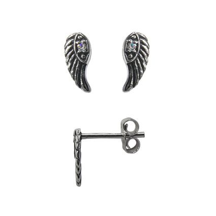 Sterling Silver And Czech Crystal Angel wing Earring Studs