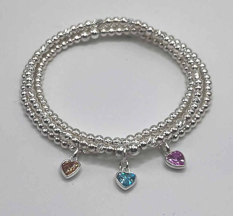birthstone heart charm bracelet
