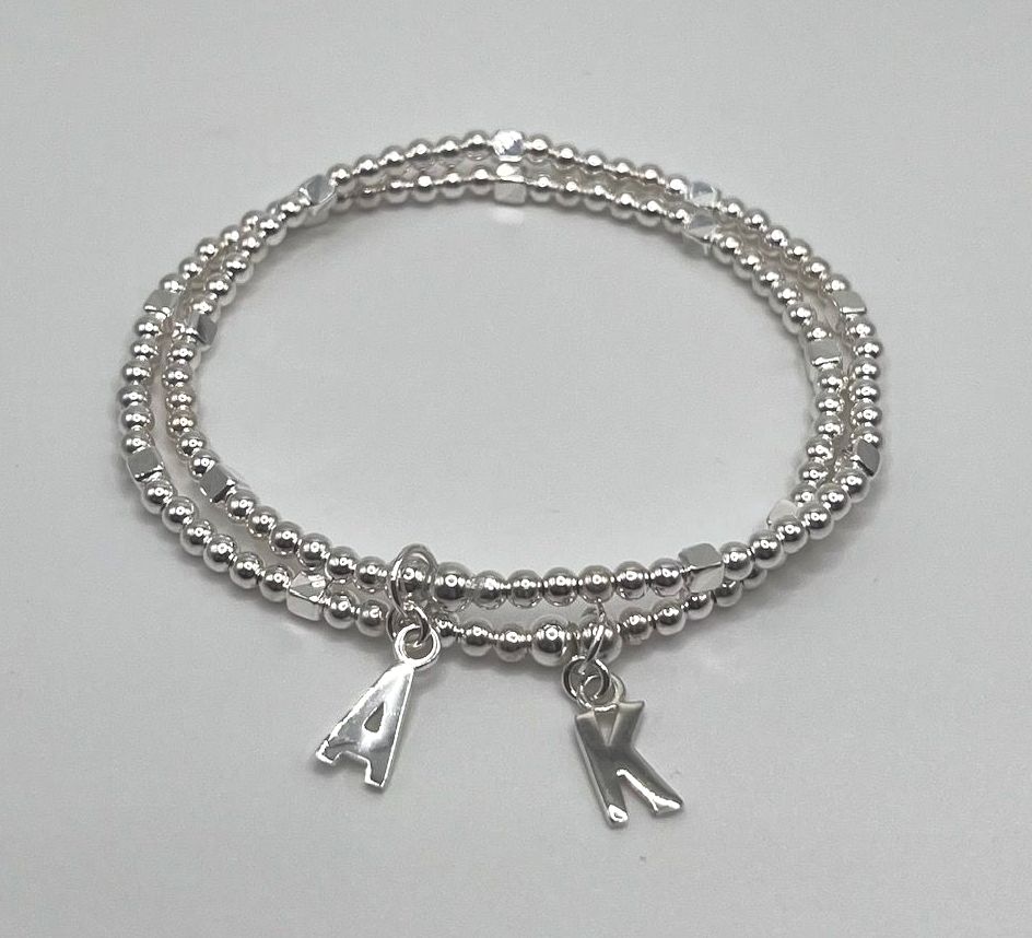 Sterling silver initial bracelet