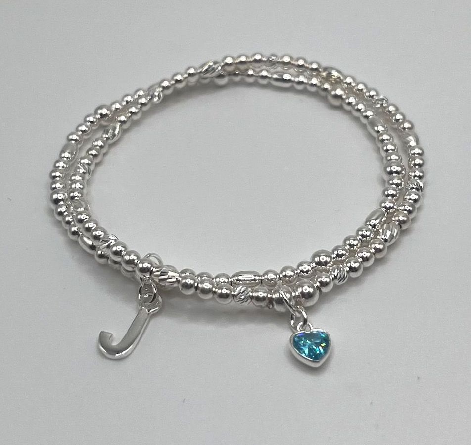 Initial Charm And Birthstone Stack