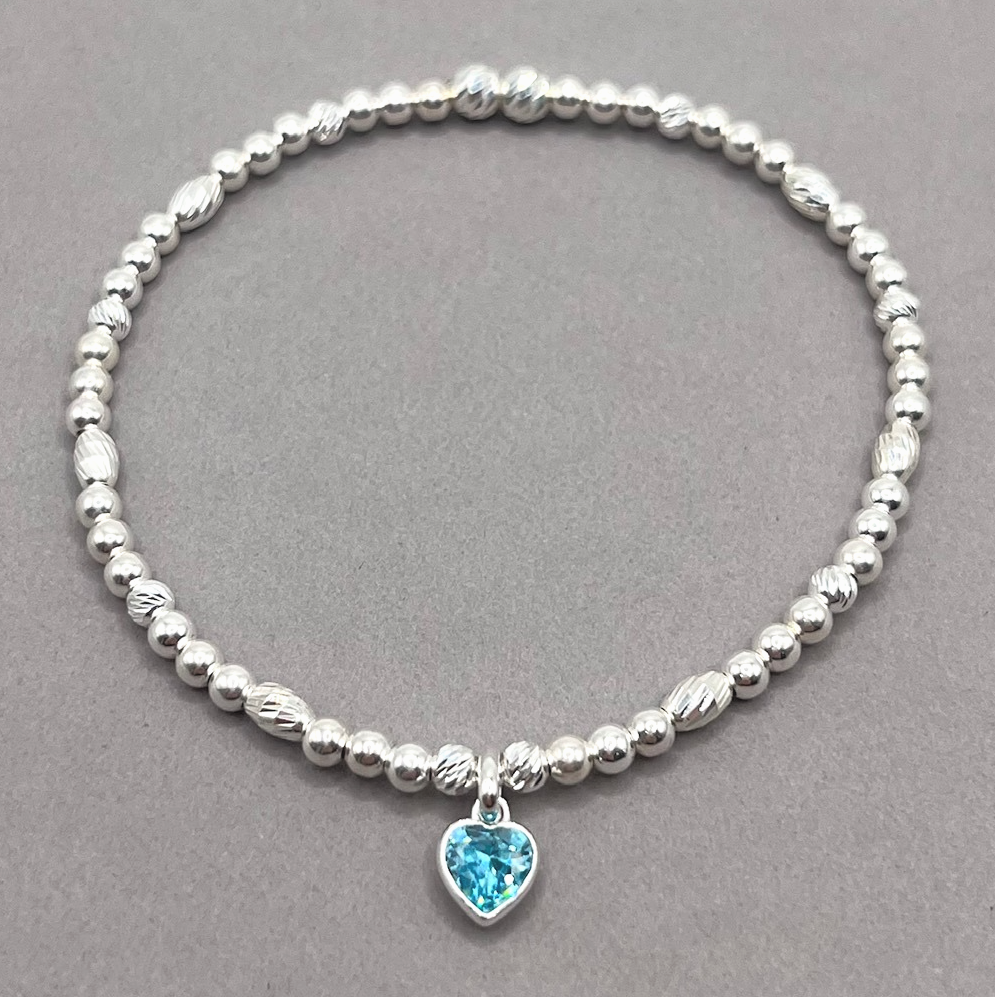 Sterling silver December birthstone charm bracelet