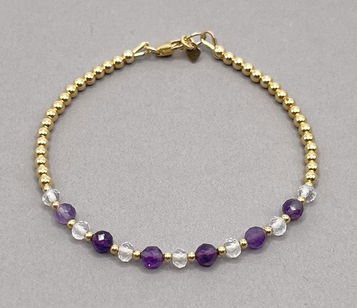 amethyst and quartz crystal gold bracelet