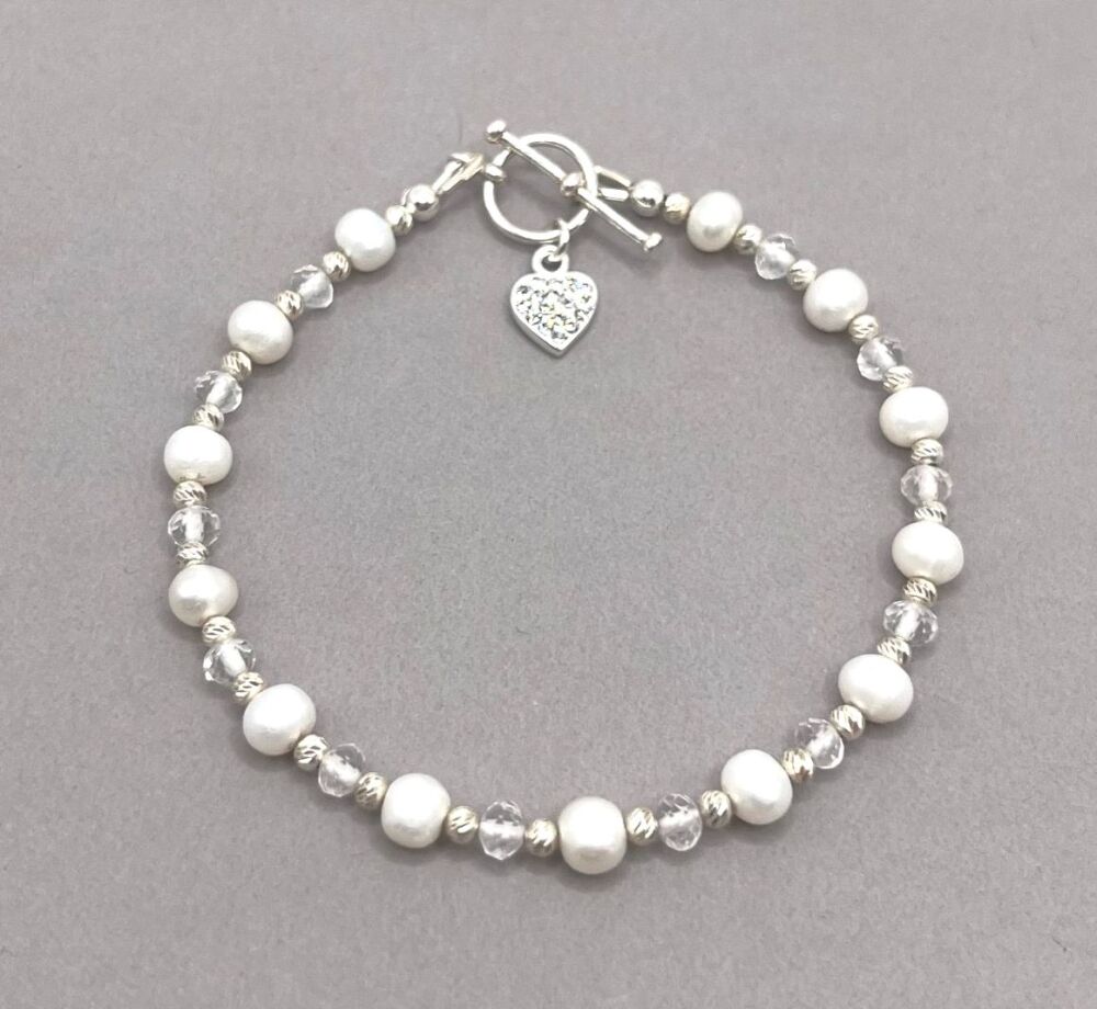 Vintage Pearl And Crystal Bracelet
