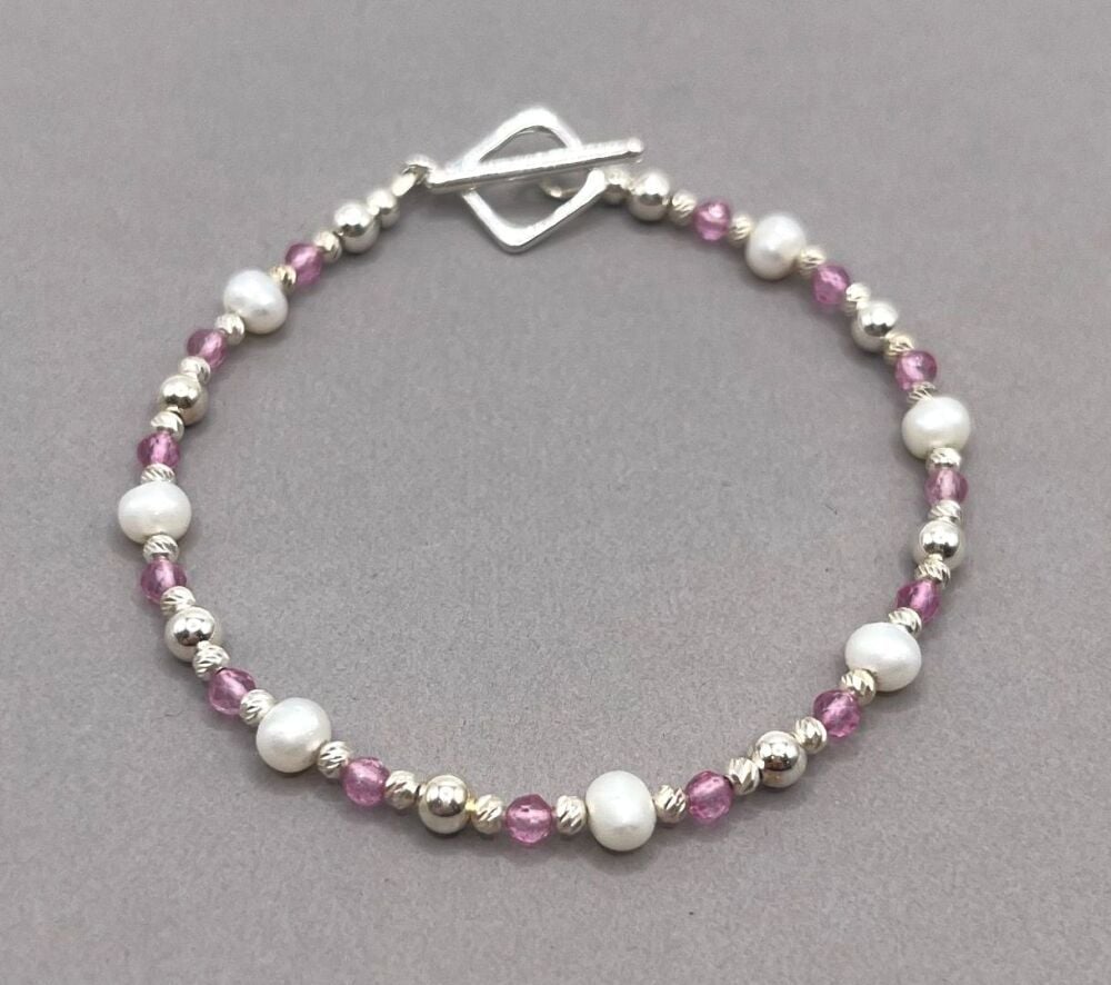 Pearl And Pink Sapphire Bracelet