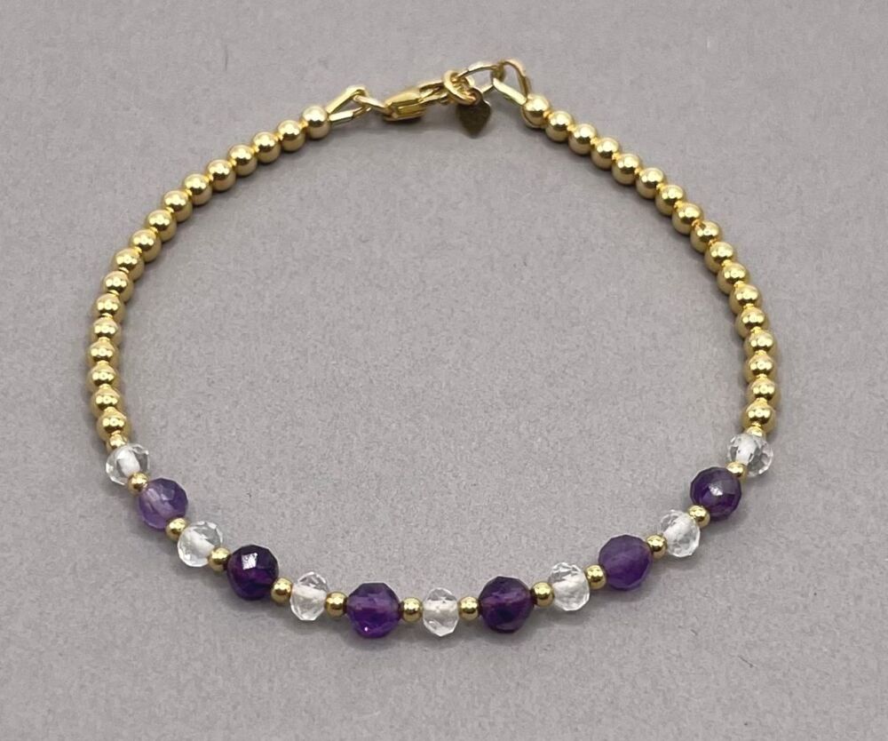 Amethyst And AA Quartz Crystal Bracelet