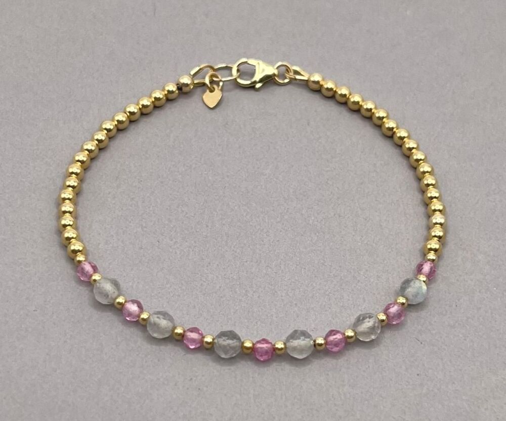 Pink Sapphire And Labradorite Bracelet