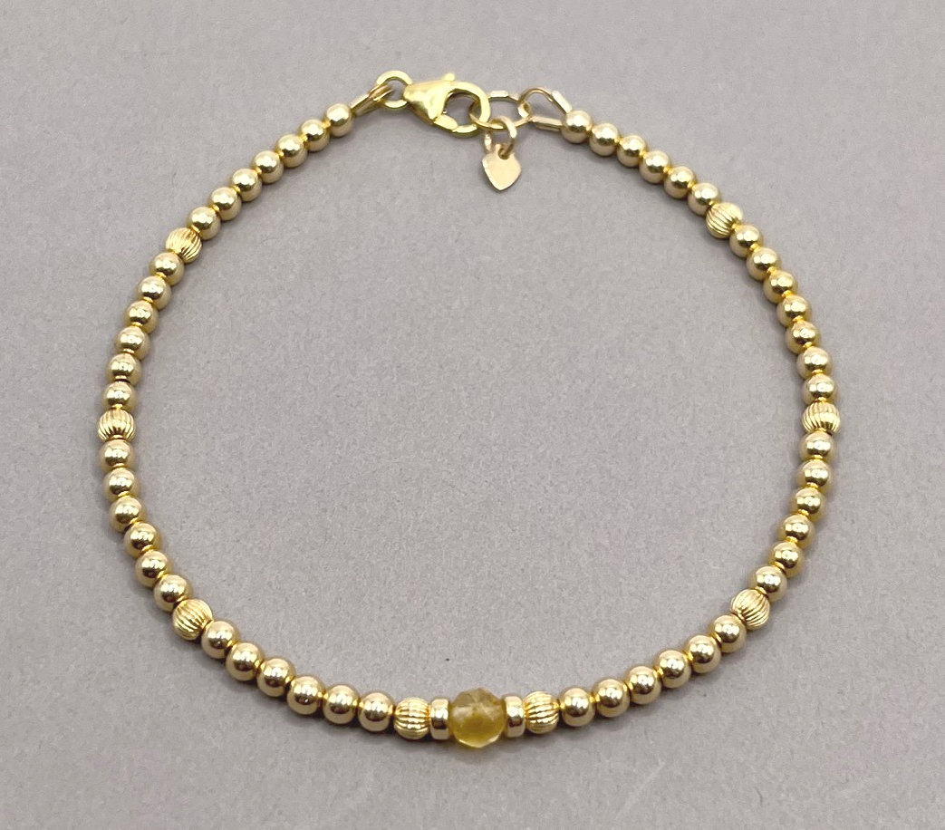 Gold Citrine solitaire bracelet