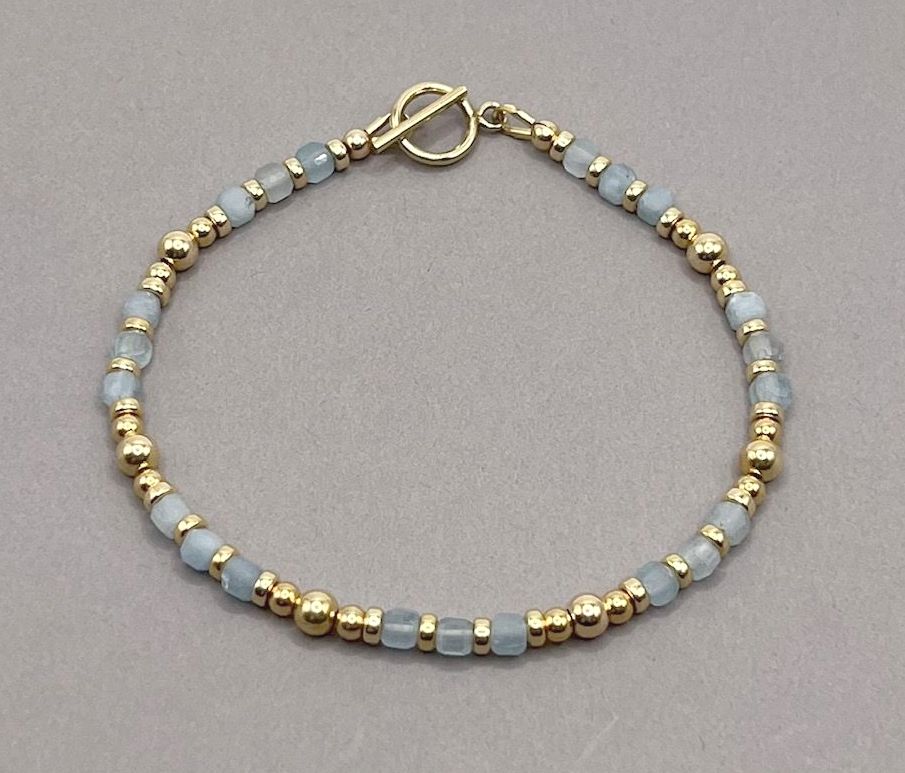 Square Aquamarine Gemstone Bracelet