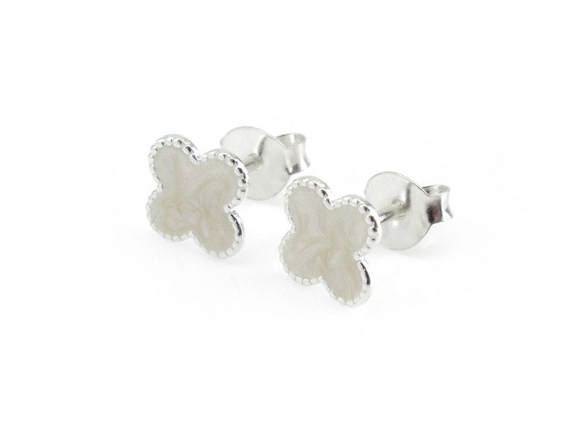 sterling silver white clover earrings