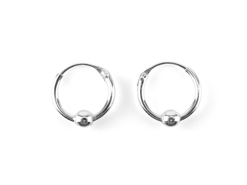 Sterling Silver Hoop And Ball Earrings