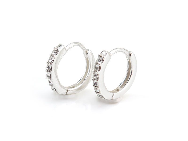Sterling Silver And Czech Crystal Huggie Earrings