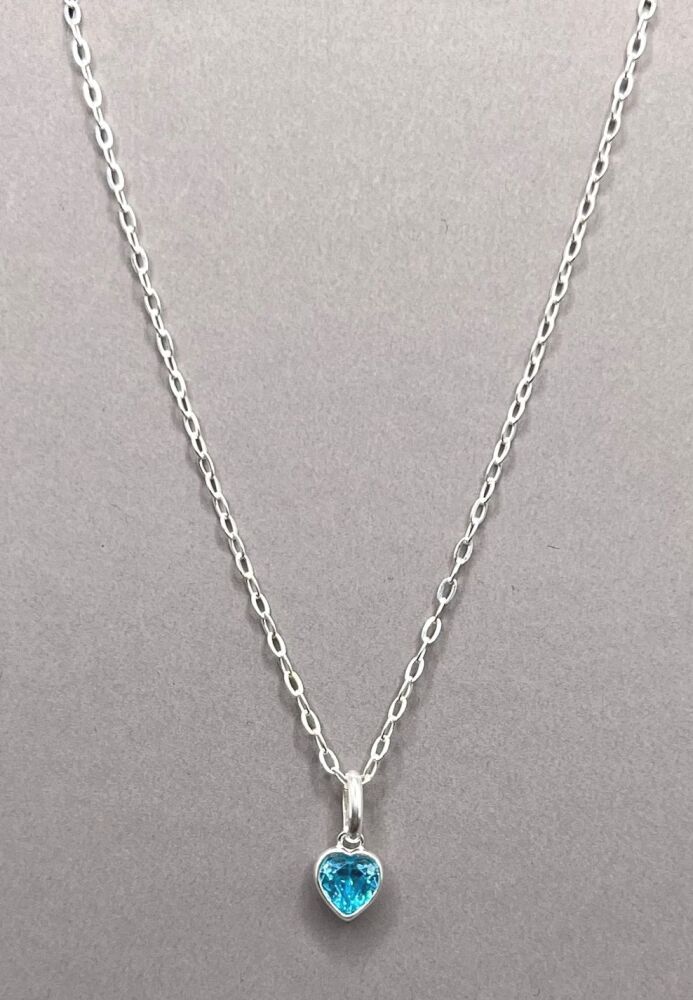 December Birthstone Crystal Heart Necklace