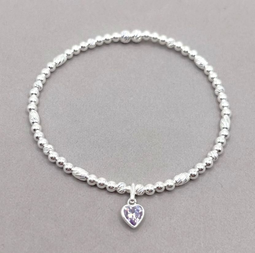 Alexandrite Crystal Heart Charm Bracelet