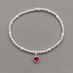 Ruby Crystal Heart Charm Bracelet