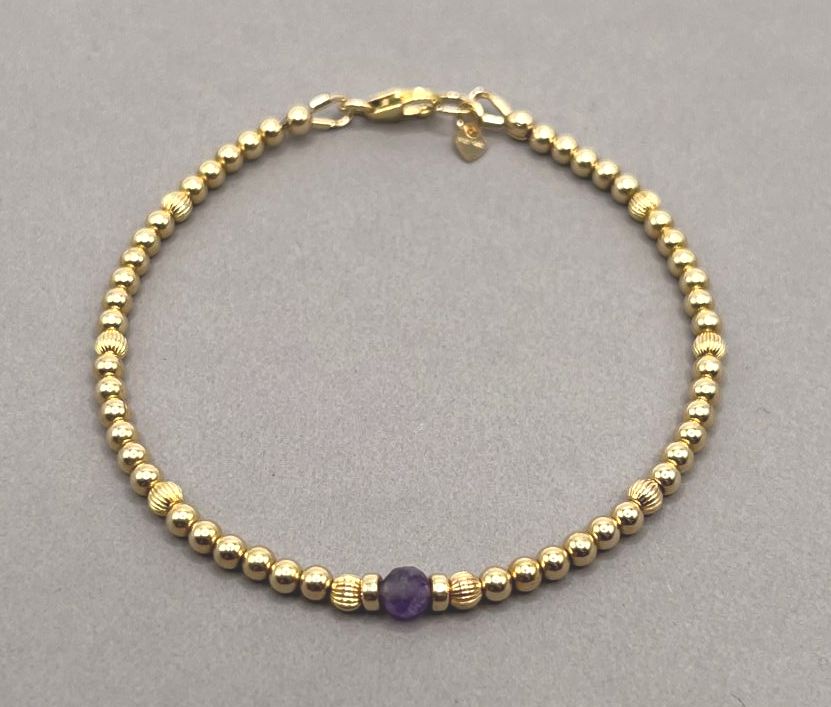 February Birthstone Gold Solitaire Bracelet