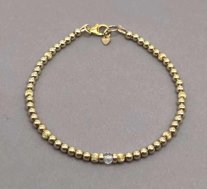 April Birthstone Gold Solitaire Bracelet
