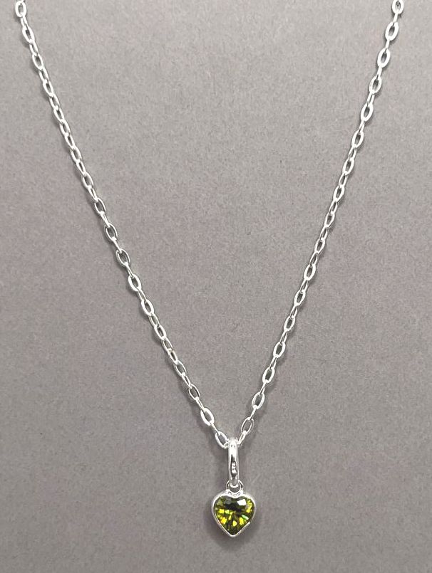 August Birthstone Heart Necklace