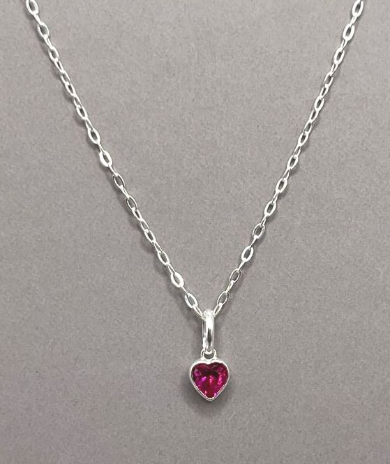 Ruby Crystal heart Necklace