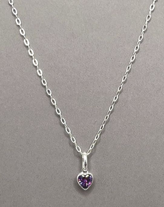 February Birthstone Heart Necklace