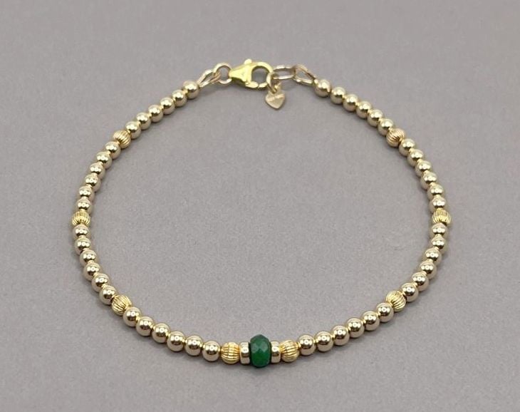May Birthstone Gold Solitaire Bracelet