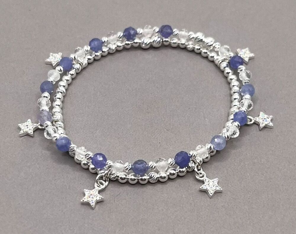 Tiny Star And Tanzanite Bracelet Stack