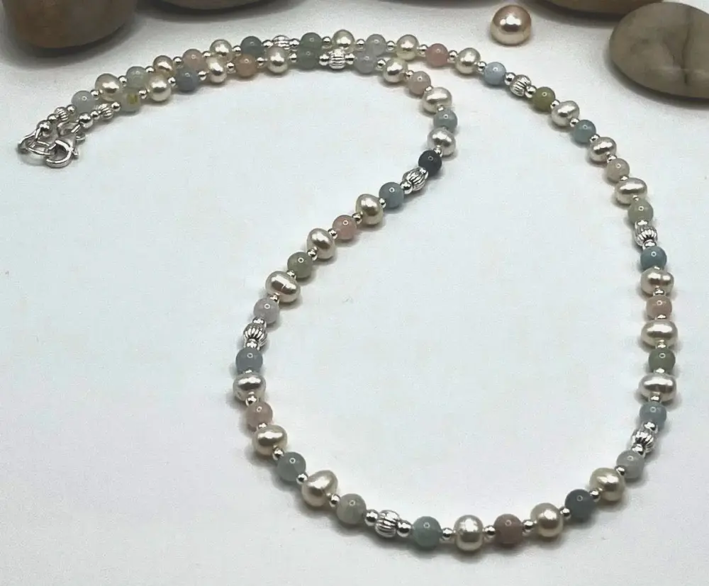 Morganite And Freshwater Pearl Necklace