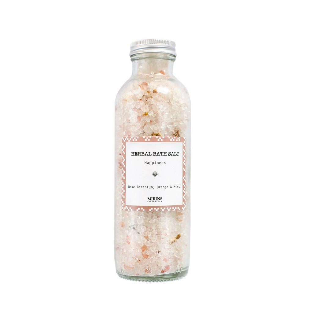 Herbal Bath Salt - Happiness - Rose Geranium, Orange & Mint - Mirins Copenhagen