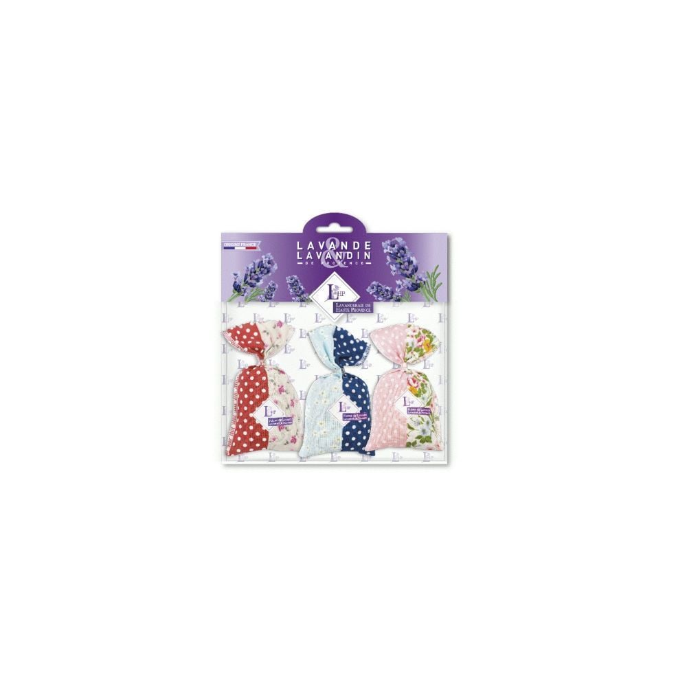 Set of 3 Lavender and Lavandine Sachets Patchwork fabric