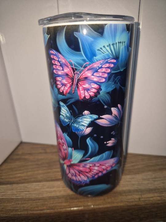 15oz metal tumbler with plastic straw