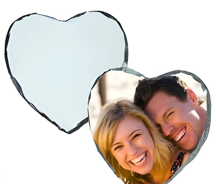 15x15cm glossy heart photo slate