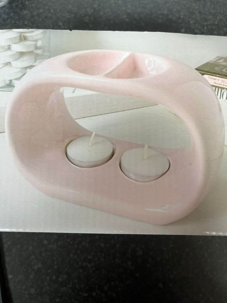 Pink oval double tealight burner