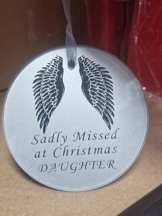 Sadly missed at xmas (daughter) hanging tree ornaments