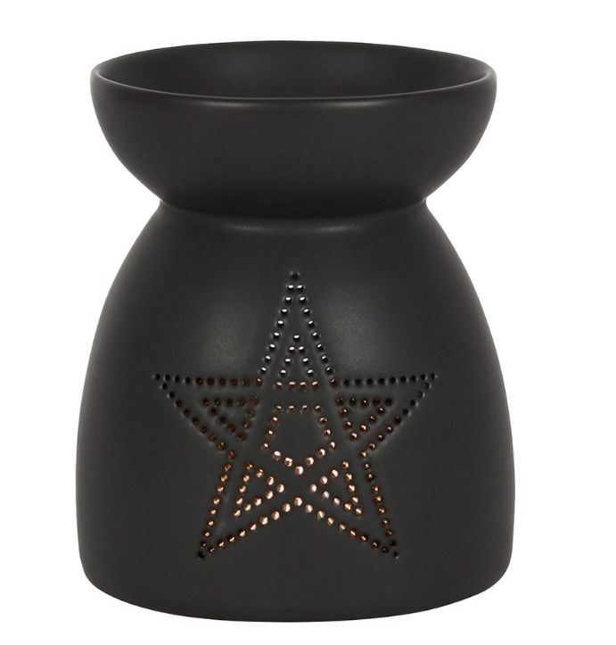 Black pentagram cut out tealight burner