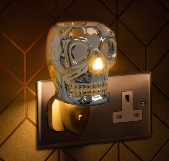 10w plug in skull burner - silver