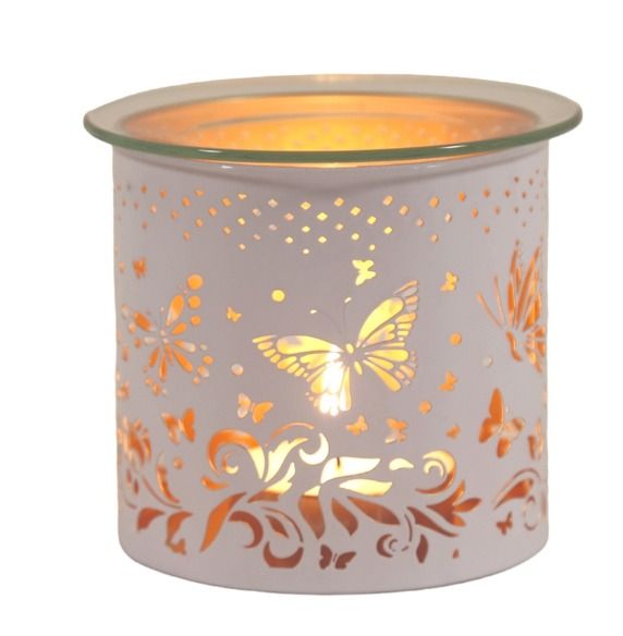 White and gold tealight warmer